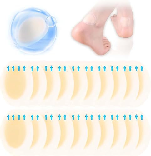 Pansement Ampoule Talon, 20 Pièces Pansements Hydrocolloïdes Imperméables Protection du Talon Soulagement des Douleurs de Frottement sur les Orteils, l'Avant-Pied et le Talon