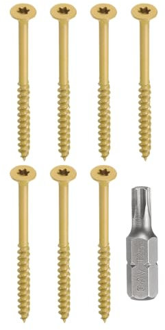 sourcing map 25pcs Deck Screws #10 x 3 Torx Exterior Wood Screws Rust Resistant Epoxy Coating Outdoor Decking Screw with T26 Star Drive Bit, Screws for Decks Fences Machinery Ship