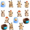 Skulpturen von 14 Niedlichen Mini Capybara Figuren,Kuchendekoration，Cupcake Toppers，Gartenfiguren，Feengarten-Zubehör，Mikro Landschaft Gartendekoration，Ornamente für Kugelfisch Geburtstagspartys