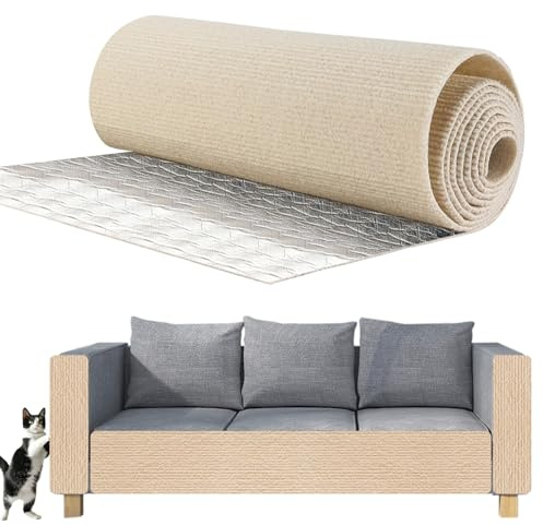 Cat Scratching Board 40 * 200cm,Self Adhesive Cat Scratching Mat,Anti CatScratch Sofa Furniture Protector,DIY CatScratching Mat for Sofa,Chair,Bed and other Furniture(Beige 40×200cm)