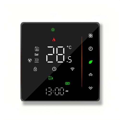 Caslant 006 Serie Wi-Fi Termostato - Termostato con Pantalla Táctil para Calefacción de Agua, Electricidad y Calderas - Control Remoto Desde Teléfono Móvil Compatible con Alexa, Google Home e IFTTT