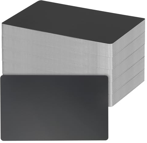 SEUICYNE 250 Stück Metall Visitenkarte Schwarz, 8.6x5.4cm, 0.21mm Dick Aluminium Rohlinge, Metall Karten Namenskarte Lasermarkierung Graviertes Business Card, Wasserfestes Aluminium für Büro, Office