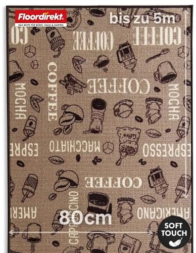 Floordirekt Teppichläufer - Coffee - maßgefertigter Feinschlingen Teppich Läufer für Küche, Flur & Wohnraum - Coffee (80 x 200 cm)