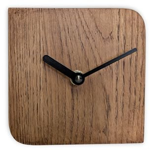 Natuhr Wanduhr Tischuhr - Ührle - Kleine Holzuhr aus massivem Eichenholz im modernen skandinavischen Stil - Eiche rustikal dunkel geölt – geräuscharmes Quarz-Uhrwerk