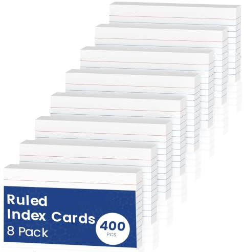 400 PCS Index Cards A6(10.2x14CM) Flash Cards, Revision Cards A6 Flashcards | White Ruled Flashcards, Revision Flash Cards, Record Study Recipe Cue Cards Note Cards White for Taking Notes, Reminders