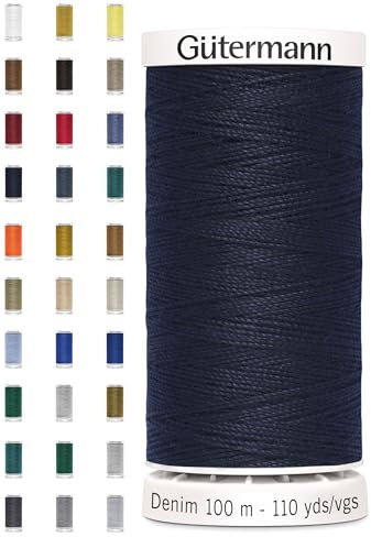 Nähmit - Gütermann DENIM 100-Meter Jeansgarn hochwertig und reißfestes Nähmaschinengarn + GRATIS FARBKARTE (A21-6950)