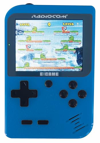 ODS | Radiocom Egame 300 Big Screen Blau Tragbare Spielekonsole | 300 vorinstallierte Videospiele, 2,8 Zoll TFT-Bildschirm, wiederaufladbarer Akku