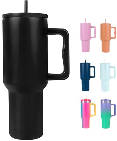 WUYOR 40oz Insulated Tumbler with Straw & Lid – Leak-Proof Stainless Steel Travel Mug with Handle, Perfect for Hot & Cold Drinks, Coffee & Water Bottle