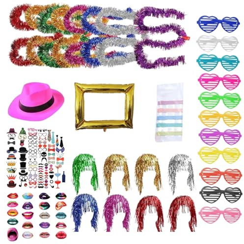 Bekasa 167 Stück Party Deko Foto Requisiten, Fotobox Accessoires Hochzeit Lustige Geburstagsparty Party Zubehör für Karneval Halloween Weihnachten Party Deko Zubehör Geburtstag Silvester Deko