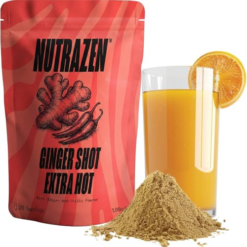 Ginger and Turmeric Extra Hot Shot Powder 100 Servings | Drink Powder with an Extra Chilli Kick | Natural Ingredients No Added Sugar | Mix with Water, Juice or Tea | 100g