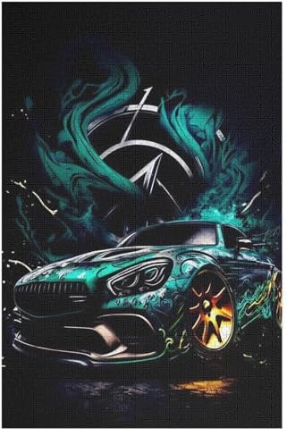 Für Erwachsene 1000-Teiliges Sportwagen -Puzzles, Holzbrett-Puzzle, Für Kinder, Geschenke, 78×53cm