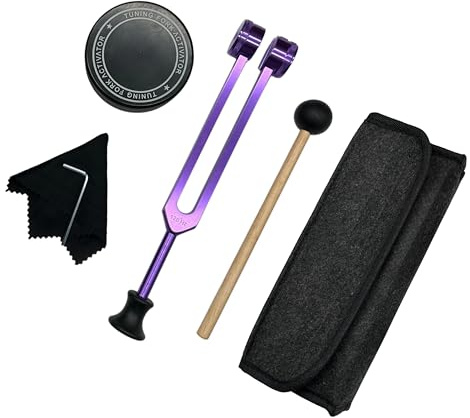 128 Hz Tuning Fork Healing Instrument with Activator, Aluminum Alloy Resonance Weighted 128Hz Tuning Fork for Healing Sound Meditation, Grounding, Mindfulness, Yoga, Reiki Practice Purple