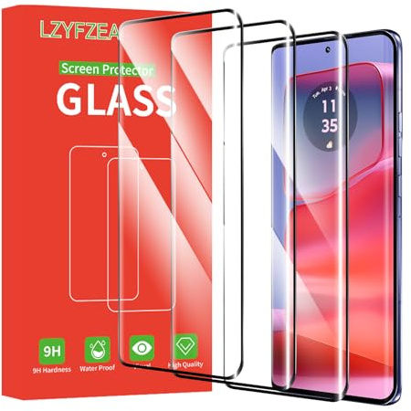 LZYFZEA 3-Pack Screen Protector for Motorola Moto Edge 50 Pro, 3D Curved Edge, High Transparent 9H Hardness, Anti-Scratch, Bubble-Free Installation