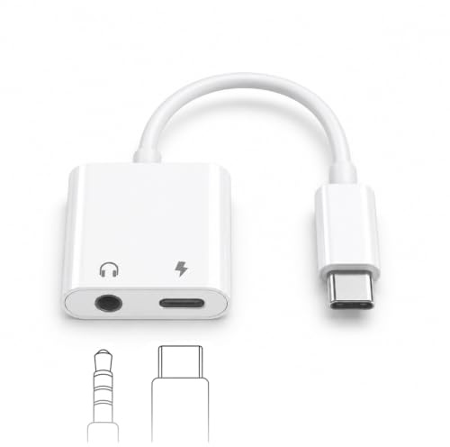 2 in 1 Adattatore USB C Jack 3.5mm con USB C per iPhone 17/16/15 Plus/Pro Max, Adattatore Jack USBC PD 60W Ricarica Rapida per Samsung S26/S25/S24/S23 Ultra, iPad Pro/Air/Mini, Tab S11/S10/S9/A11/A10