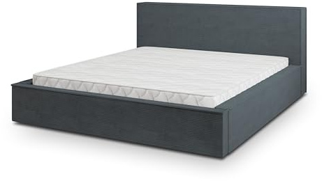 Masseno Polsterbett CELORA P 120x200 cm, Doppelbett, Bettkasten, Stauraum, Lattenrost Und Kopfteil - Grau, POSO 60
