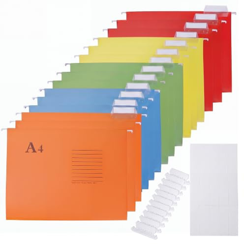 Kinmsito 15 Stück Hängemappen A4, 5 Farben, Hängeregister Mappen | Hängemappen A4, Hängeregister Mappen Aus Karton Mit Reitern Und Karteneinsätzen Für Büro Schule Zuhause Organisation