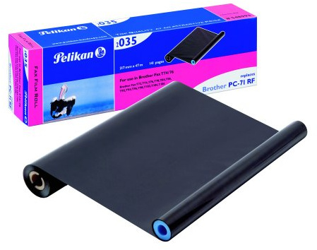 Pelikan 2035 Thermotransfer-Rolle ersetzt PC-71 RF/PC-72RF/PC-401RF/PC-402RF für Brother, 217 mm x 47 m, schwarz
