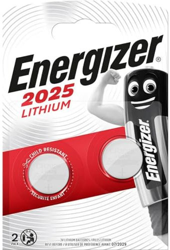Energizer Lithium - Batteria CR2025 (pacco da 2) - Batterie a Bottone - Pila per chiavi auto, orologi fitness - 10 anni di conservazione