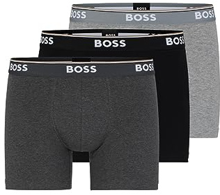 BOSS Mens Power Boxershorts mit Auffälligem Logo, 3er-Pack Slip, Grau/Anthrazit/Schwarz, XX-Large