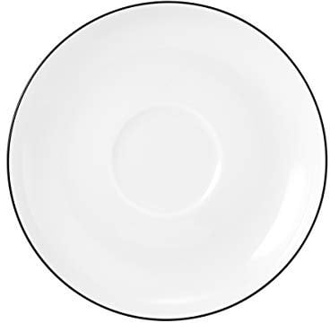 Seltmann Weiden Lido Black Line Kombi-Untertassen 6er Set, ø 14,5 cm, Runder Unterteller mit schwarzem Rand, Porzellan, Weiß