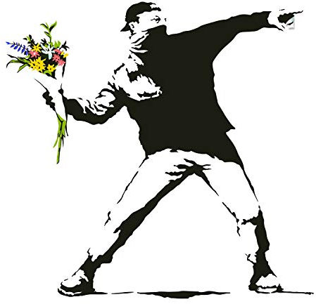 Decords Banksy Flower Throw Wandaufkleber - Werfer Kunst Geschenk Aufkleber - Banksy Flower Decal - Banksy Flower Decal - Banksy Flower Decal - Banksy Sticker Thrower