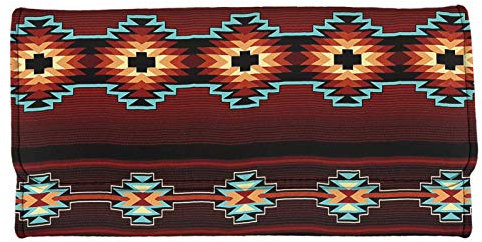 chaqlin Geldbörse für Damen, PU-Leder, lang, Kreditkartenhalter, Organizer, Clutch, Reißverschluss, Handy-Tasche, Azteken-Stil (Rot) - S-ALL5093D97-55