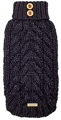 CHIARA JADE Pullover CHP-402BK-L, Hoodie, Sweatshirt, Sweater, Handmade ( Größe: L, waschbar, stylish, Aufstellkragen, Material: 70% Acrylic und 30% Wolle), Schwarz