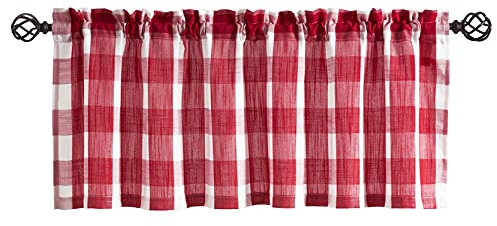 Treatmentex Buffalo Karierter Volant für die Küche, Rot und Weiß, 1 Stück, 132,1 x 38,1 cm