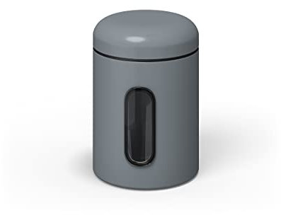 stardis Vorratsdose 0,9 L mit Deckel & Sichtfenster für Lebensmittel, stabiler Vorratsbehälter, Metalldose für Kaffee, Tee, Cerealien, Kaffeedose, Anti-fingerprint-Beschichtung grau
