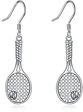 YFN Tennisschläger Ohrringe Sterling Silber Tennis Ohrringe Sport Schmuck Geschenke für Damen Tennisliebhaber