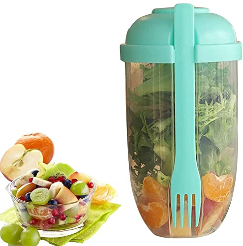 Salat Meal Shaker Cup, frischer Salat Cup Obst und Gemüse Salat Cup Container mit Gabel vergrößerter Salat Dressing Halter, große Kapazität Lebensmittel Box für Zuhause, Büro, Picknick, Reise