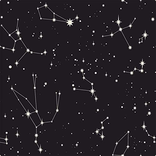 Loussiesd Galaxis Outdoor Stoff Meterware,Weltraum Sternbild Polsterstoff für Stühle,Universum Sternenhimmel Dekorationsstoff für Heimwerkerprojekte,92x160cm,Schwarz Weiß