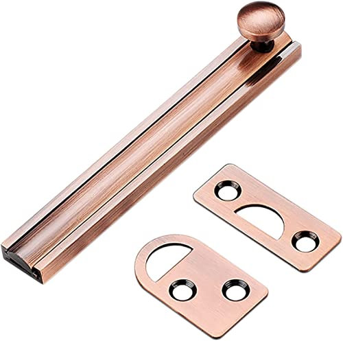 Schieberschloss tragbares Türschloss, gebürstete Schiebetrusschloss, Fester Guss -Messing -Fassschrauben for Schränke, Fenster, Zäune, Schiebetürschloss u200B mit 6 Schrauben (Größe: 8 Zoll, Farbe: