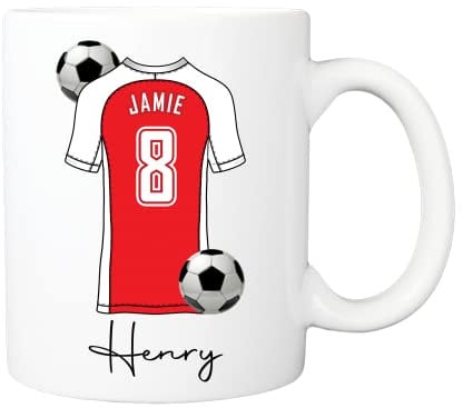 Pickhut Personalized Football Mug Gift for Men & Boys - Custom Name & Number - Soccer Jersey Design - Unique Birthday Present for Dad, Son, or Grandad (D3)