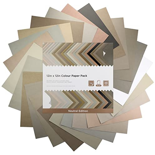Livholic 48 Blatt Erdtöne, farbiges Druckerpapier, 120 g/m², 14,5 kg, 30,5 x 30,5 cm, neutrale Farbe, Grau, Scrapbook-Papier für Cricut Maker
