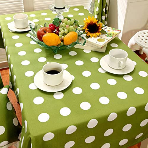 EHOMERY Tischdecke Baumwolle Beschichtet Tischwäsche Outdoor Großer Tupfen Tischdecke Abwaschbar Küche Tischtuch Geburtstag Grün Tischschutz Dekoration 110X110Cm