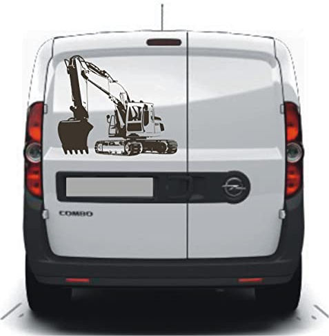 blattwerk-design Autoaufkleber 'Bagger 936' - Weiße Grabemaschine, Trax (450 mm x 380 mm)