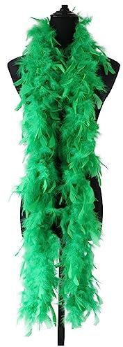 2 Stück Federboa Weihnachtsboa, 2M Federboa für Weihnachtsbaum Weihnachten Band Boa Streifen Girlande Dekoration Federstola Feder Schal Karneval Fasching Stola Kostüm Party Damen Kinder,Grün