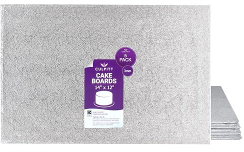 Culpitt 14 x 12 Oblong Cake Boards, 3mm Hardboard Cards For Celebration Desserts, Birthday Treats, Tray Bakes, Cupcakes, and More! Strong, Rectangular, Pack Of 5