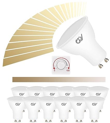 GY Dimmable GU10 LED Bulbs Warm White,7W 2700K 530 Lumen Energy Saving Light Bulbs,70W Halogen Replacement,120° Wide Beam Angle Energy Saving Lamp,Pack of 12