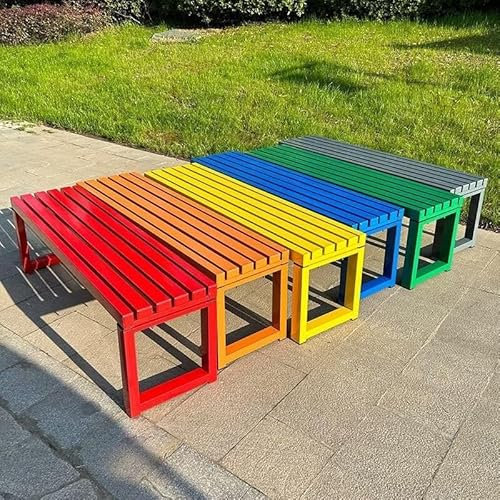UWAHU Gartenbank Ohne Lehne, Gartenbänke Wetterfest, Gartenbank Holz 3 Sitzer, Gartenbank Modern, Gartenbank Ohne Armlehne, für Garten, Veranda, Terrasse, Park (Color : Orange, Size : 150cm/59.06in)