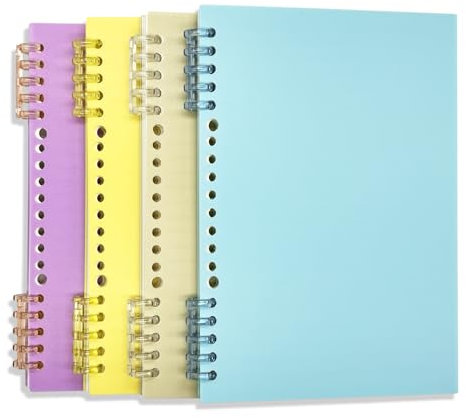 GOOKALA A5 Spiral Notebooks, 4 Pack A5 Binder Notepads 80Sheet / 160 Pages Lined Daily Planners Binder Journal Pocket Diary Memo Pads for Journaling Boys Grils Study Notes Work School