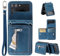 EYZUTAK Wallet Phone Case for Samsung Galaxy Z Flip 4, Retro Matte 4 Card Holder Slots 1 Zipper Pocket Premium PU Leather Cover Magnetic Closure with Wrist Strap Folio Flip Case - Blue