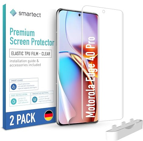smartect TPU Protector de Pantalla [2 Piezas, Clear] para Motorola Edge 40 Pro, Cubre toda la Pantalla, Película Protectora sin Burbujas, Anti-huella