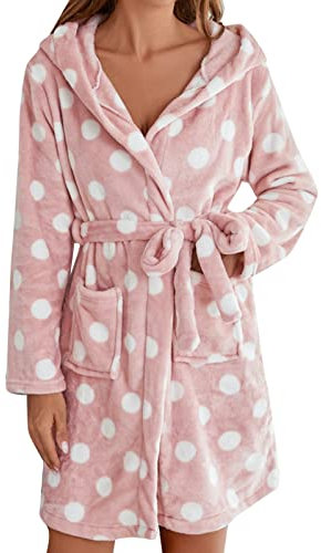 MJGkhiy Vestaglia Invernale Donna Calda Lunga/corta Taglie Forti Con Cappuccio Flanella Accappatoio Vestaglie In Pile Manica Lunga Caldo Camicia Da Notte Pigiama Loungewear Fleece Accappatoio