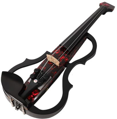 Headles Violon électrique, Violon électrique Silencieux Casque Enfichable Violon élégant Violon électrique pour la Performance de Pratique (Pétale de rose)