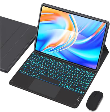 VLEAQC Custodia con Tastiera per Lenovo Tab P11 PRO 11.5 2020 (TB-J706F / TB-J706L), Tastiera Wireless Rimovibile retroilluminata a 7 Colori con Mouse, Custodia Protettiva Leggera,Nero