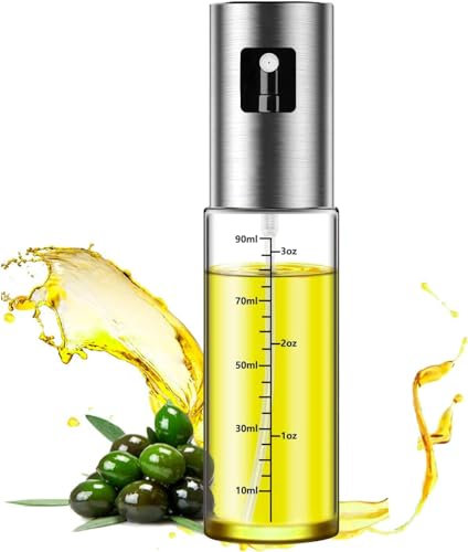 Aotfusd Pulverizador de aceite, botella pulverizadora de aceite de oliva de 100 ml para cocinar, botella pulverizadora de aceite, dispensador de aceite, pulverizador de aceite con cepillo, utensilios