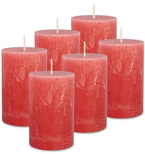 DecoLite: 6 x Stumpenkerzen 110/70 mm Safe Candle Selbstverlöschend. Brenndauer ca. 51 Stunden - 100% made in Germany von Wenzel Kerzen - RAL Zertifiziert (Flamingo)