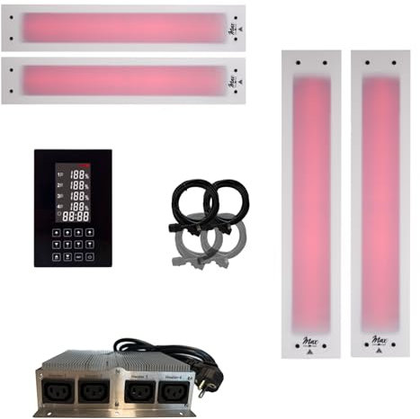 SET frameless InfraROTmed MAX© ICE Tiefenwärmestrahler + Steuerung icon 4 TOUCH, Infrarotstrahler für Sauna und Infrarotkabine, Vollspektrumstrahler (2x500W + 2x1300W + S)